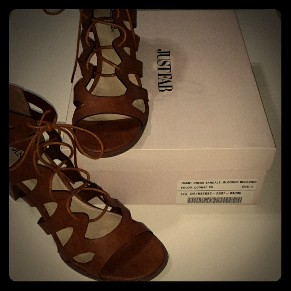 Cognacs PU Gladiator Sandals